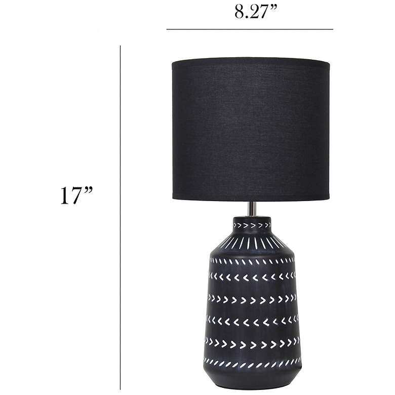 Image 5 Simple Designs 16.93" Glow & Flow Boho Patterned Ceramic Table Lamp, Black more views