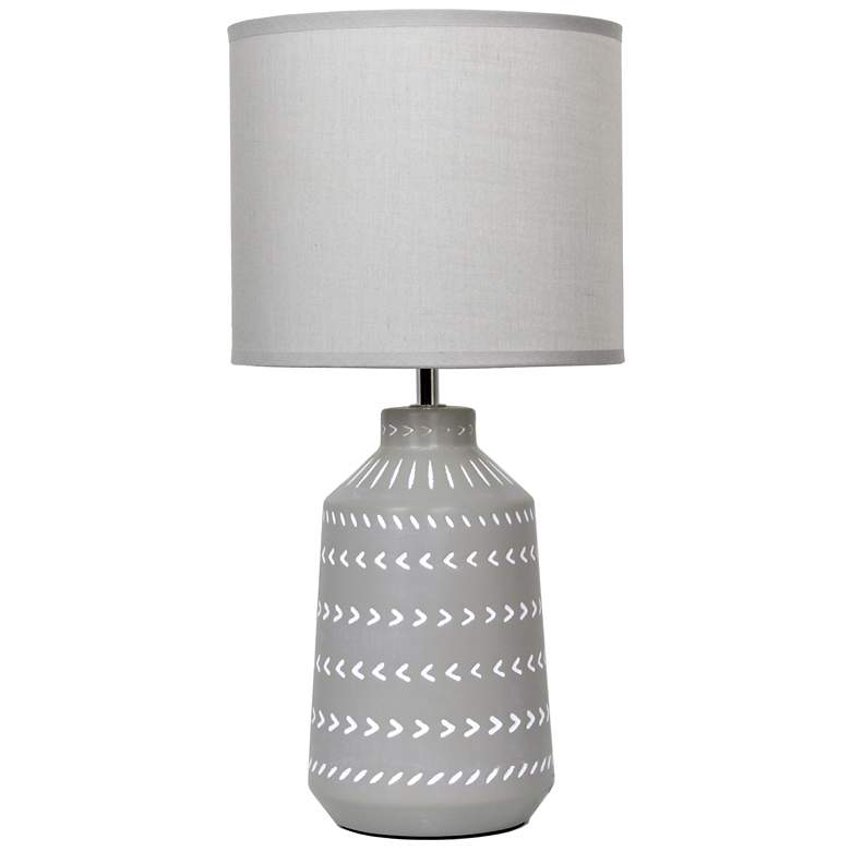 Image 2 Simple Designs 16.93" Glow & Flow Boho Patterned Ceramic Table Lamp, Gray