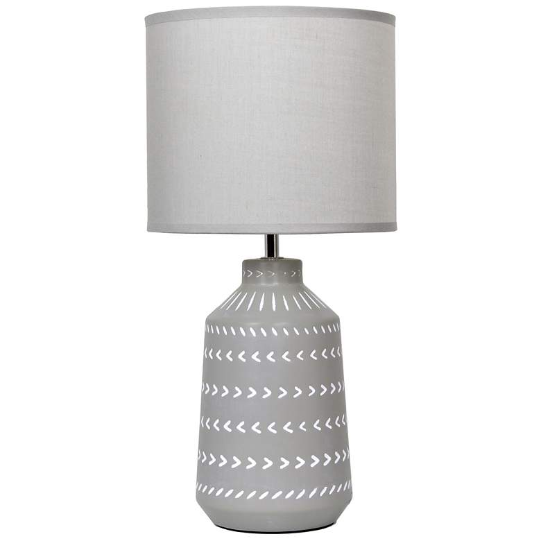 Image 3 Simple Designs 16.93" Glow & Flow Boho Patterned Ceramic Table Lamp, Gray more views