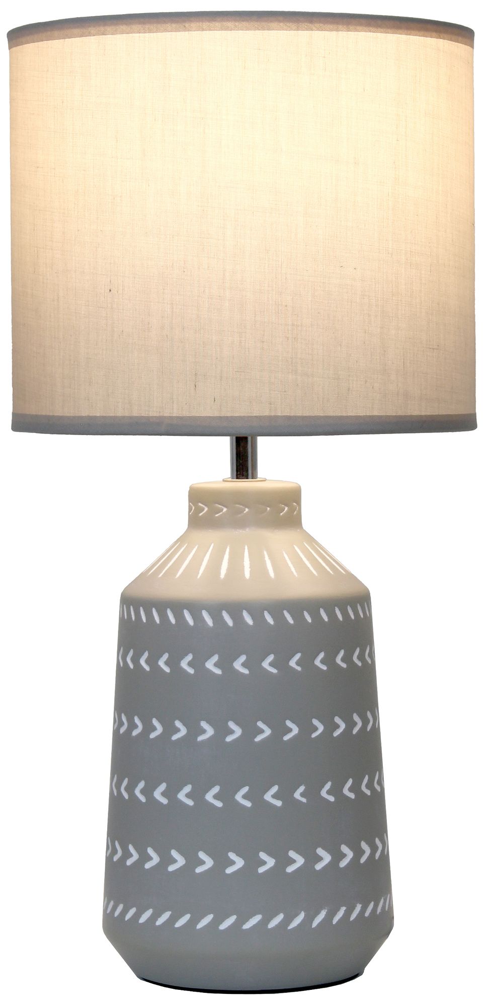 Image 4 Simple Designs 16.93" Glow & Flow Boho Patterned Ceramic Table Lamp, Gray more views