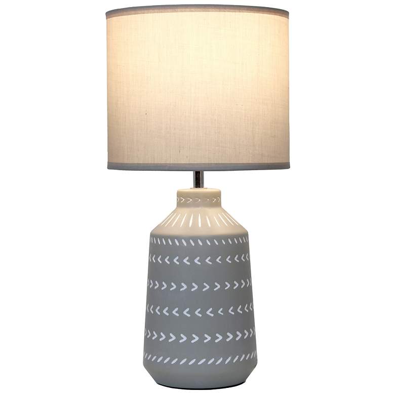 Image 4 Simple Designs 16.93" Glow & Flow Boho Patterned Ceramic Table Lamp, Gray more views