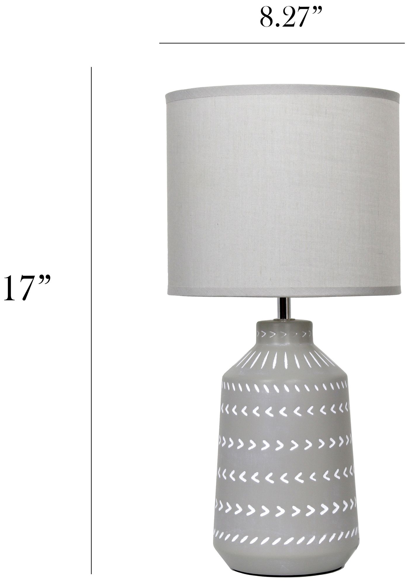 Simple Designs 16.93" Glow & Flow Boho Patterned Ceramic Table Lamp, Gray