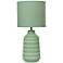 Simple Designs 16.93" Glow & Flow Boho Patterned Ceramic Table Lamp, Green