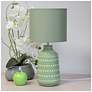 1_Simple Designs 16.93" Glow & Flow Boho Patterned Ceramic Table Lamp, Green