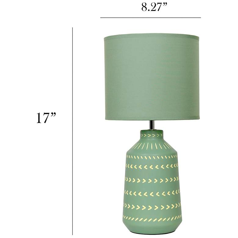 Image 5 Simple Designs 16.93" Glow & Flow Boho Patterned Ceramic Table Lamp, Green more views