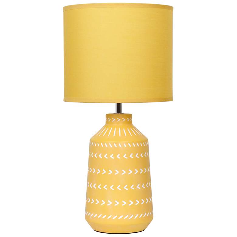 Image 2 Simple Designs 16.93" Glow & Flow Boho Patterned Ceramic Table Lamp, Yellow