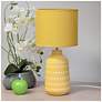 1_Simple Designs 16.93" Glow & Flow Boho Patterned Ceramic Table Lamp, Yellow