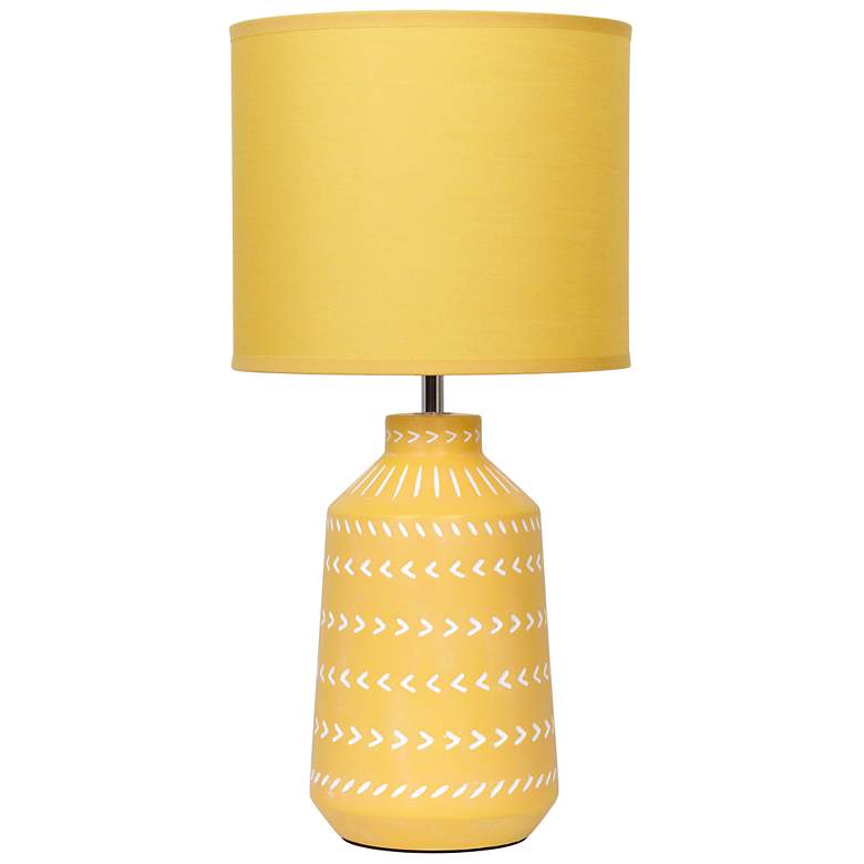 Image 3 Simple Designs 16.93" Glow & Flow Boho Patterned Ceramic Table Lamp, Yellow more views