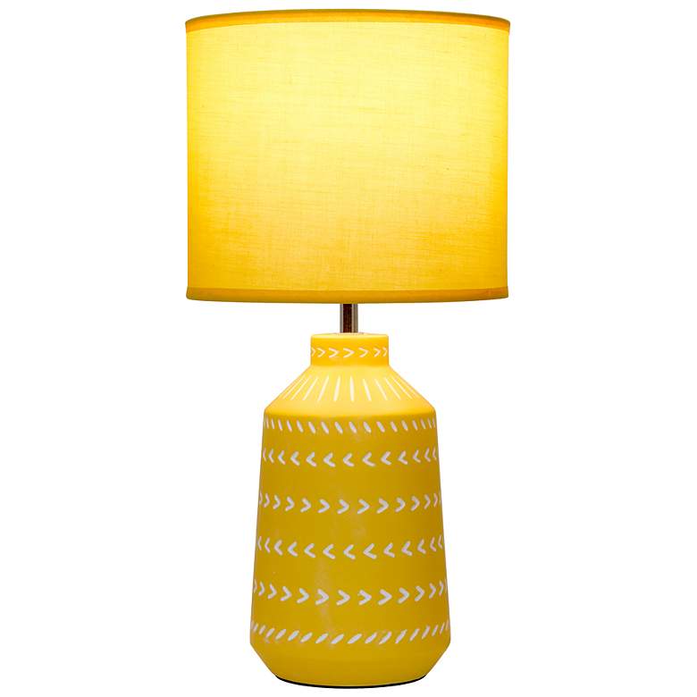 Image 4 Simple Designs 16.93" Glow & Flow Boho Patterned Ceramic Table Lamp, Yellow more views