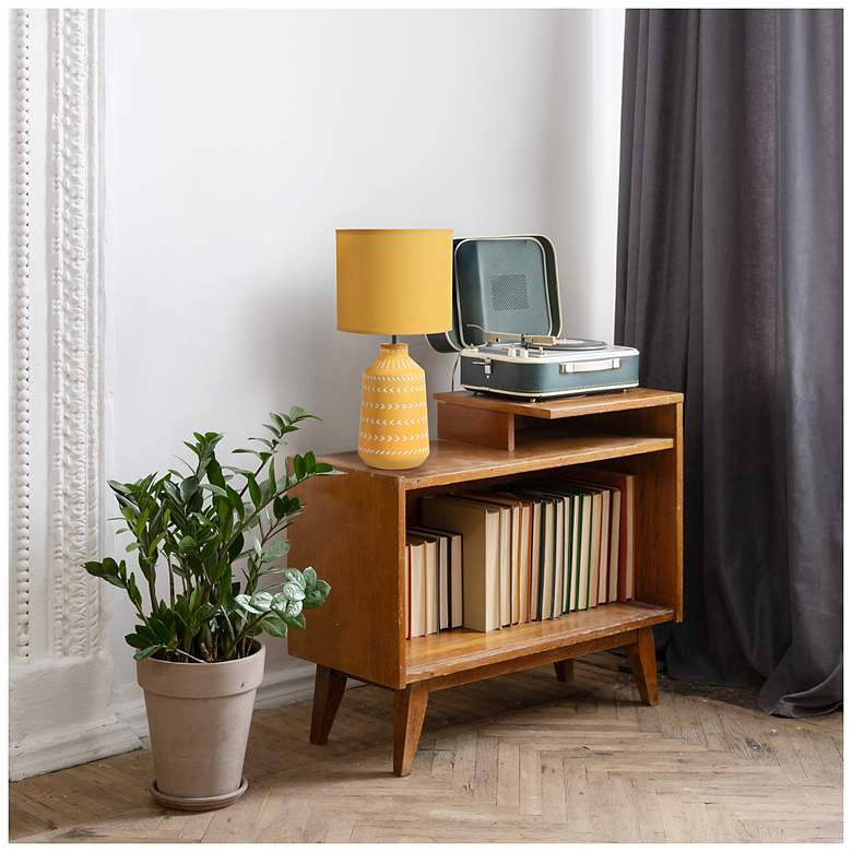 Image 6 Simple Designs 16.93" Glow & Flow Boho Patterned Ceramic Table Lamp, Yellow more views