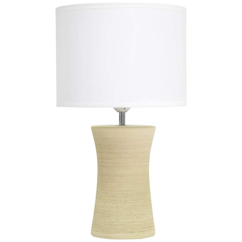 Image 2 Simple Designs 16 1/2 inch High Beige Hourglass Ceramic Accent Table Lamp