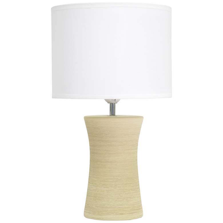 Image 2 Simple Designs 16 1/2" High Beige Hourglass Ceramic Accent Table Lamp
