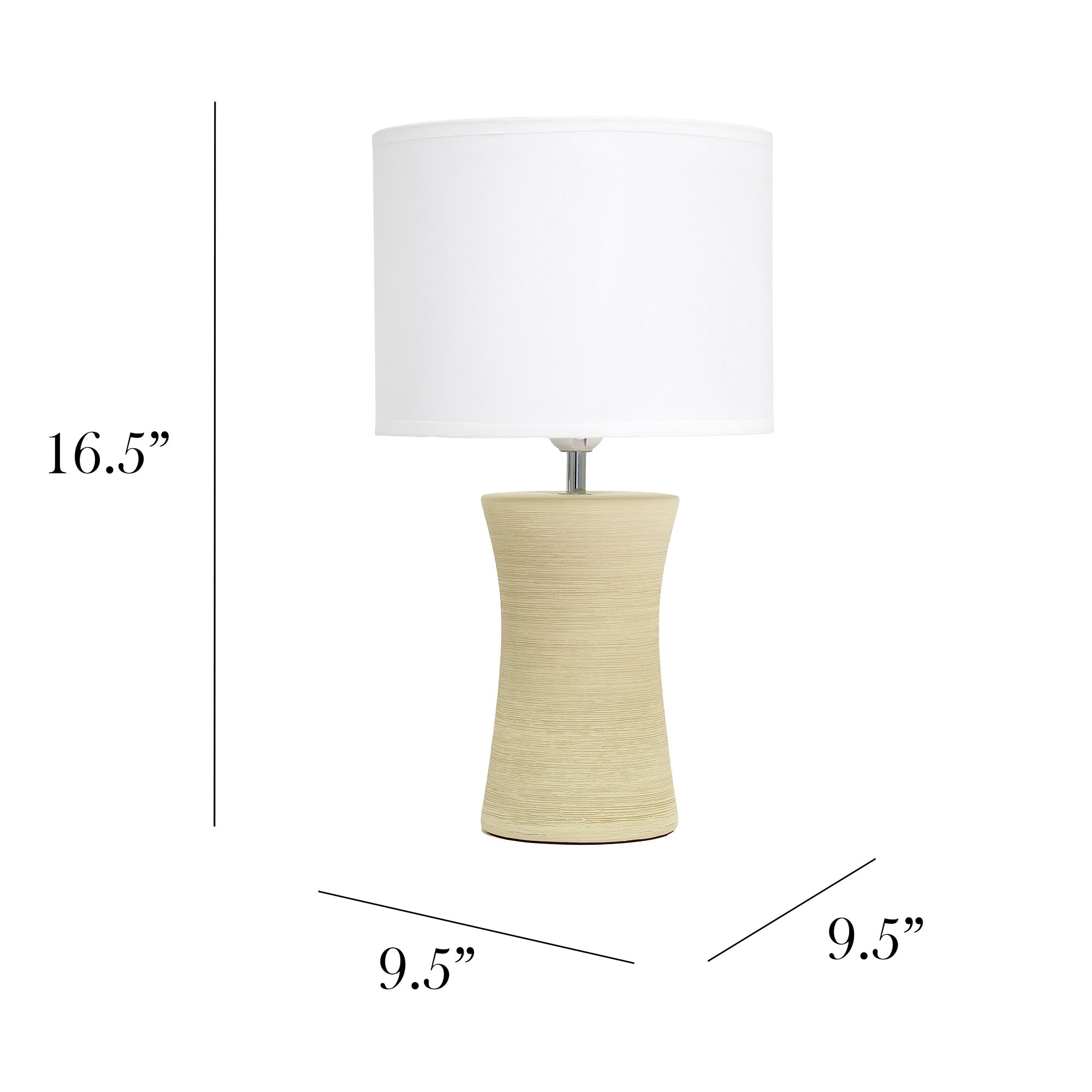 Simple Designs 16 1/2" High Beige Hourglass Ceramic Accent Table Lamp