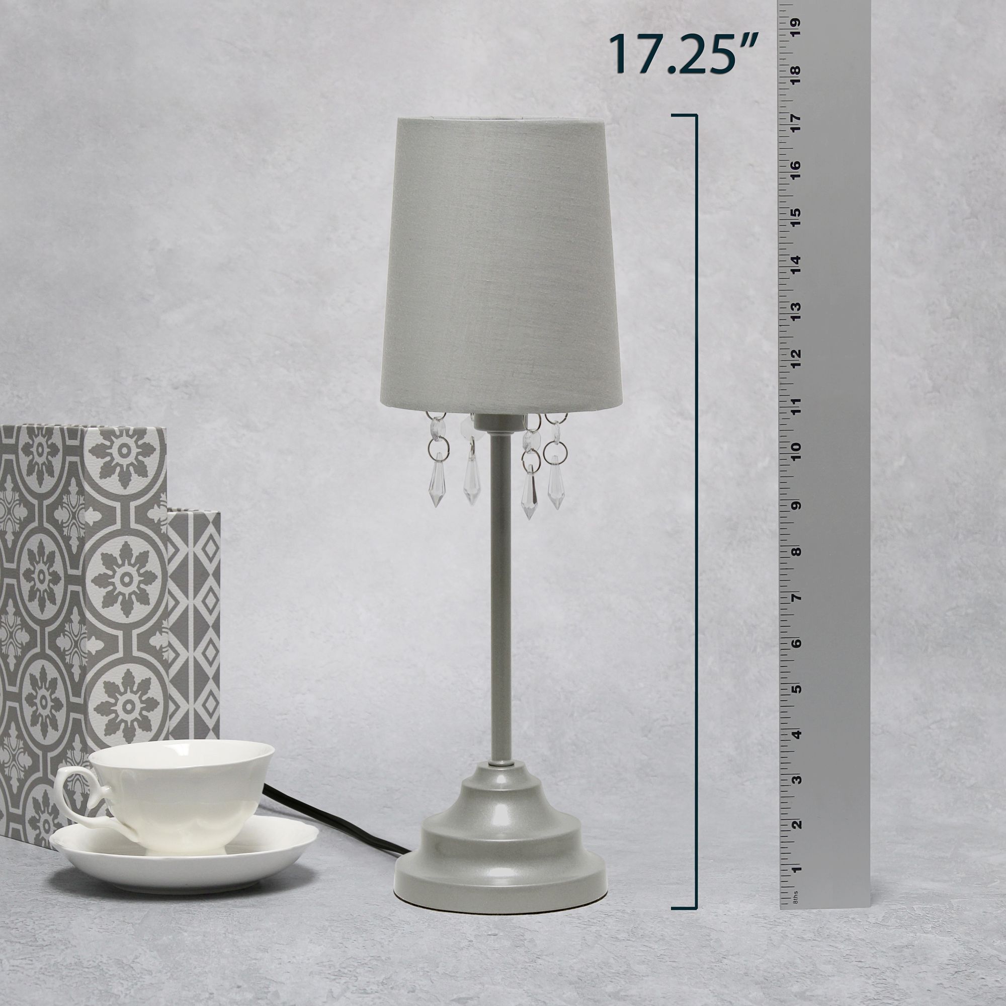 Simple Designs 16 1/2" High Gray Metal Accent Lamp