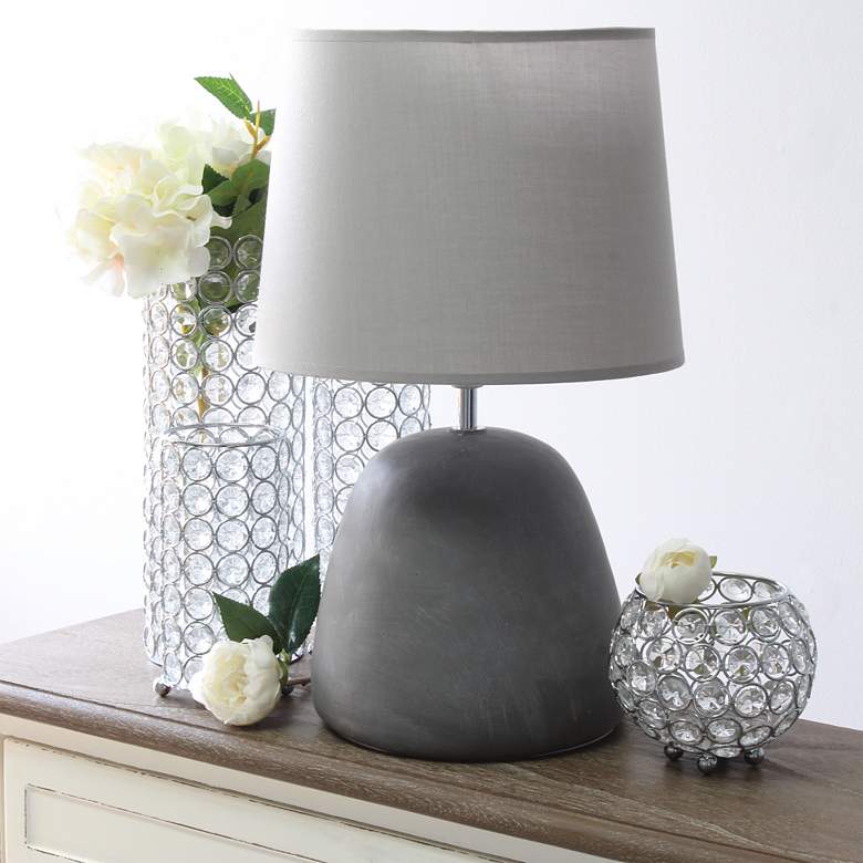 Image 1 Simple Designs 16 1/2 inch High Gray Round Accent Table Lamp