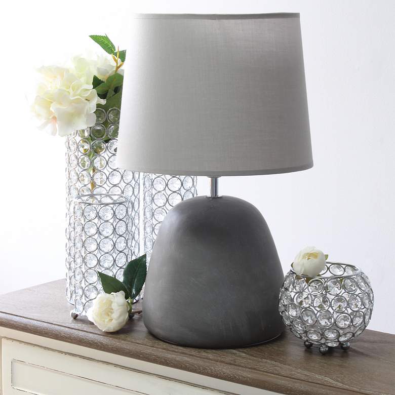 Image 1 Simple Designs 16 1/2" High Gray Round Accent Table Lamp