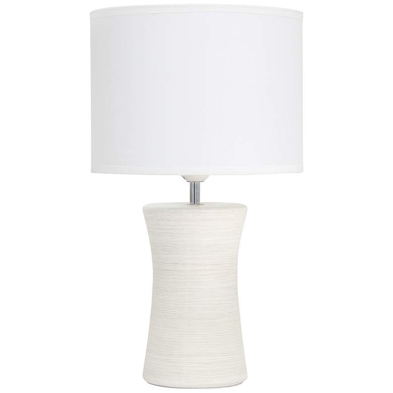 Image 2 Simple Designs 16 1/2" Off-White Hourglass Ceramic Accent Table Lamp