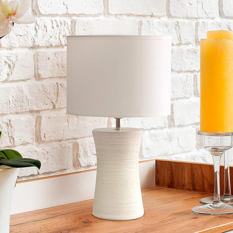 Image 1 Simple Designs 16 1/2" Off-White Hourglass Ceramic Accent Table Lamp