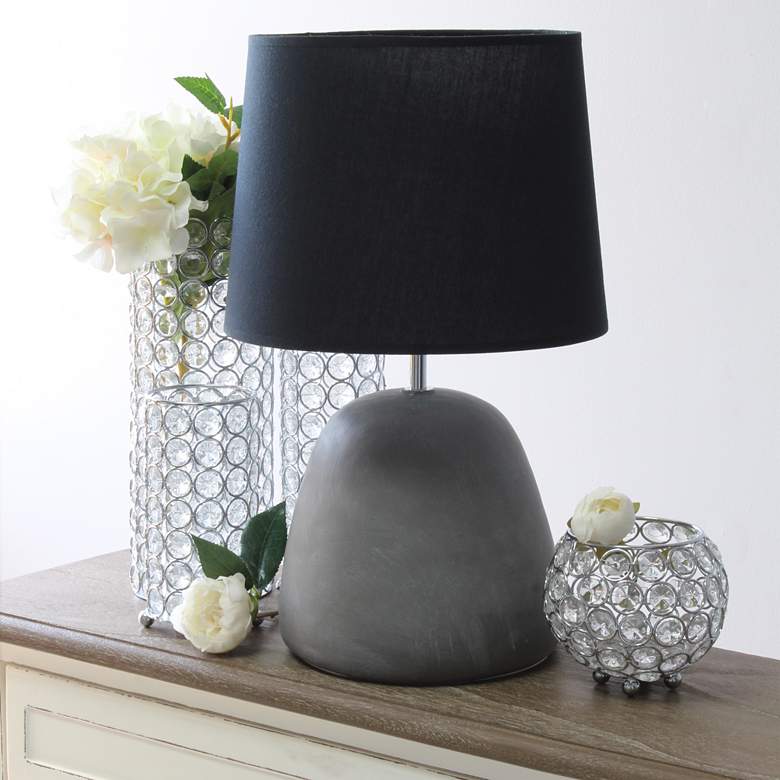 Image 1 Simple Designs 16 1/2 inchH Black Shade Gray Accent Table Lamp