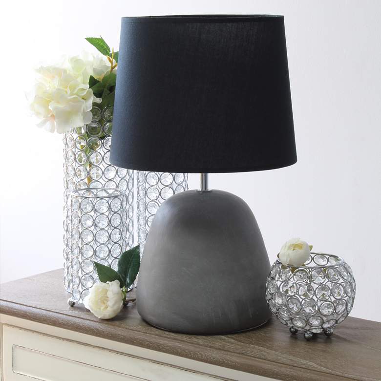 Image 1 Simple Designs 16 1/2"H Black Shade Gray Accent Table Lamp