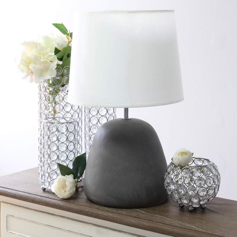 Image 1 Simple Designs 16 1/2 inchH White Shade Gray Accent Table Lamp