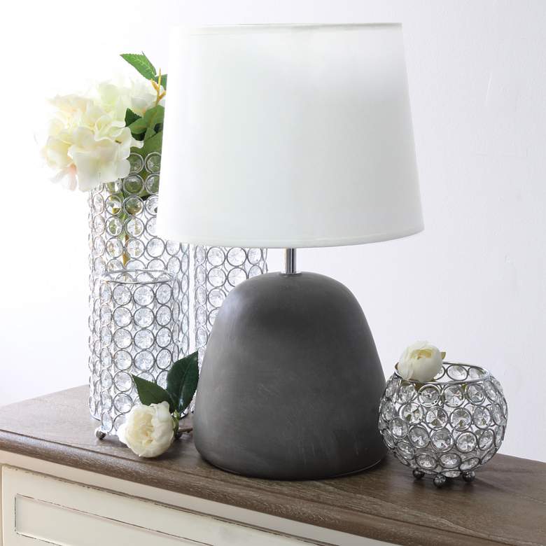 Image 1 Simple Designs 16 1/2"H White Shade Gray Accent Table Lamp
