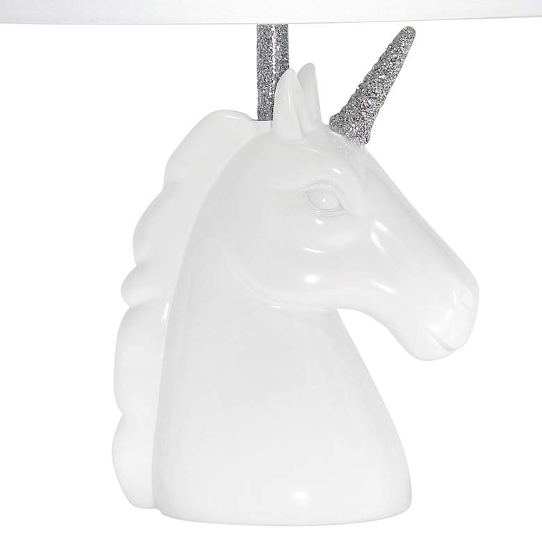Image 4 Simple Designs 16 inch High Silver Glitter and White Unicorn Table Lamp more views
