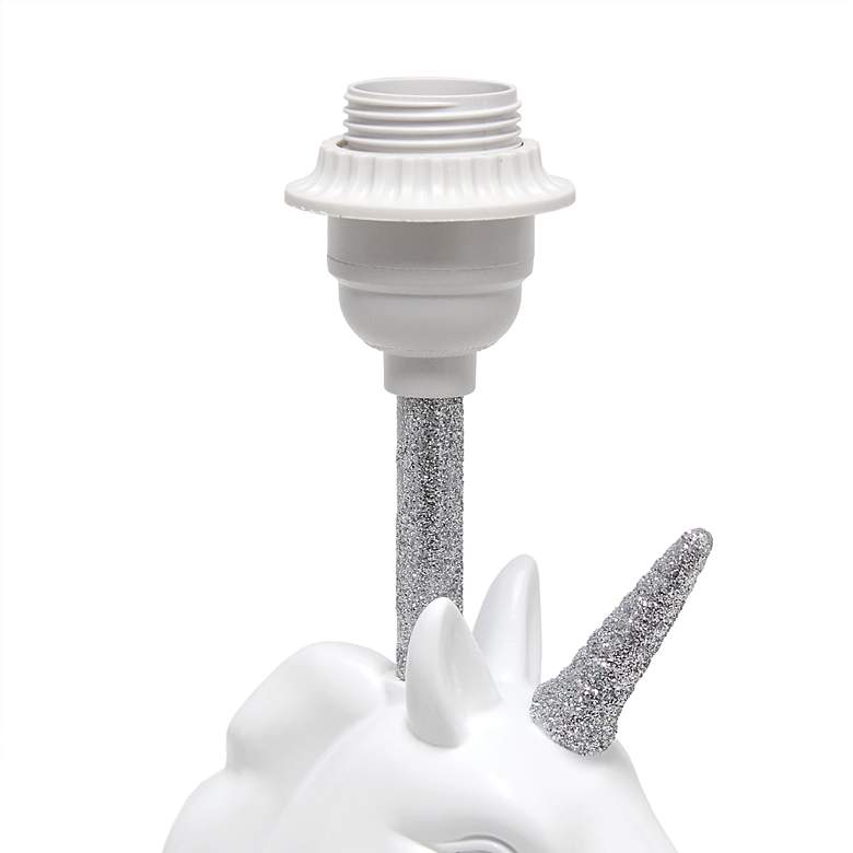 Image 5 Simple Designs 16" High Silver Glitter and White Unicorn Table Lamp more views
