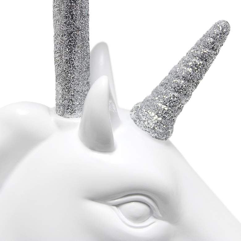 Image 6 Simple Designs 16 inch High Silver Glitter and White Unicorn Table Lamp more views