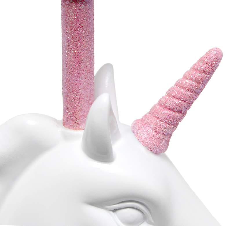 Image 6 Simple Designs 16 inch Sparkling Pink and White Unicorn Accent Table Lamp more views