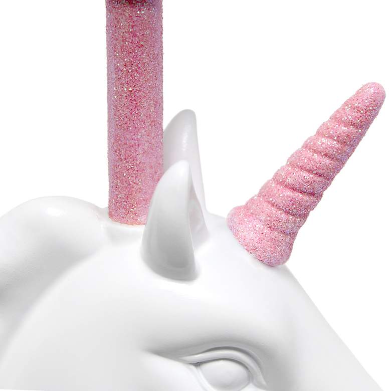 Image 6 Simple Designs 16" Sparkling Pink and White Unicorn Accent Table Lamp more views