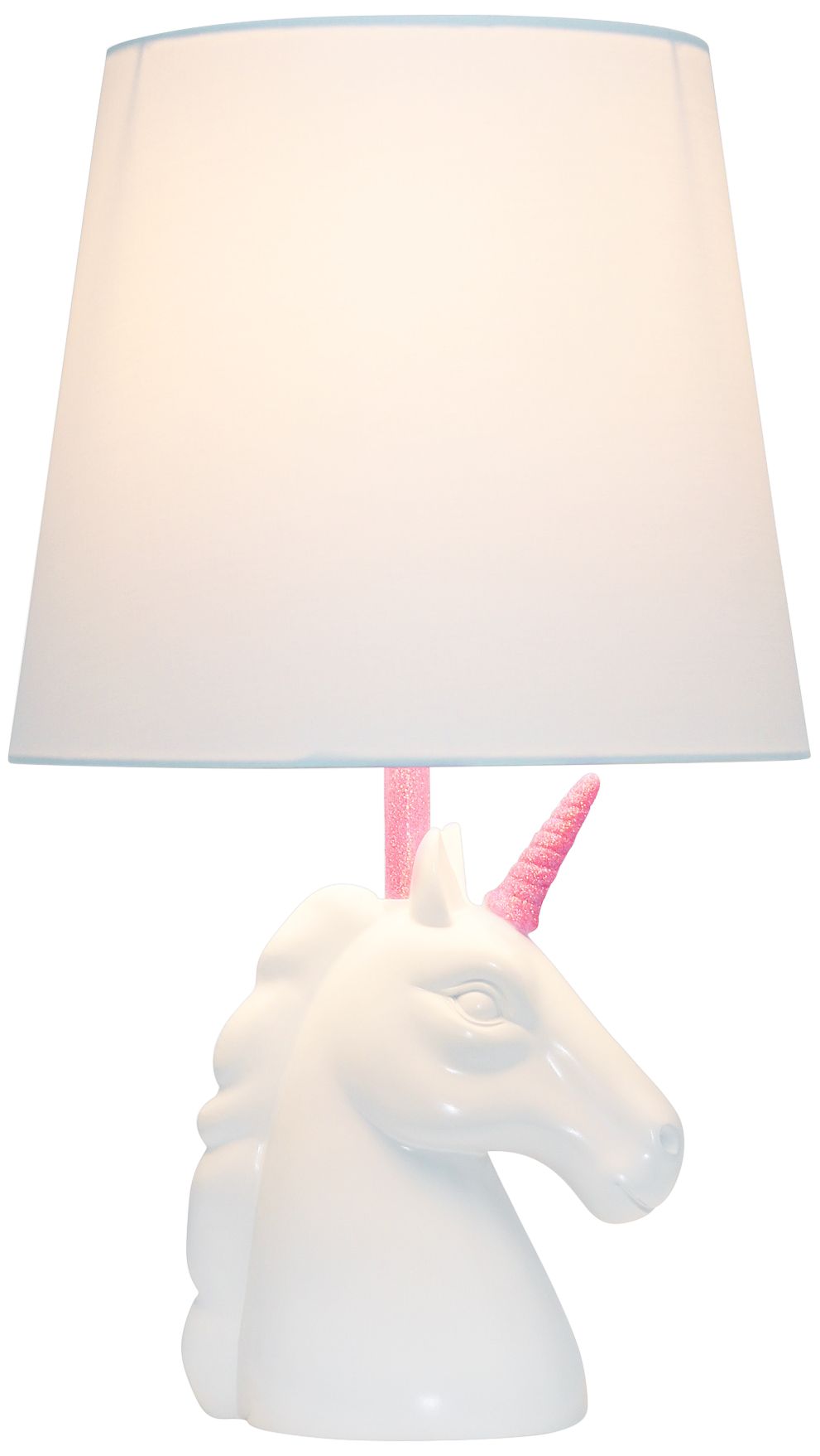 Simple Designs 16" Sparkling Pink and White Unicorn Accent Table Lamp