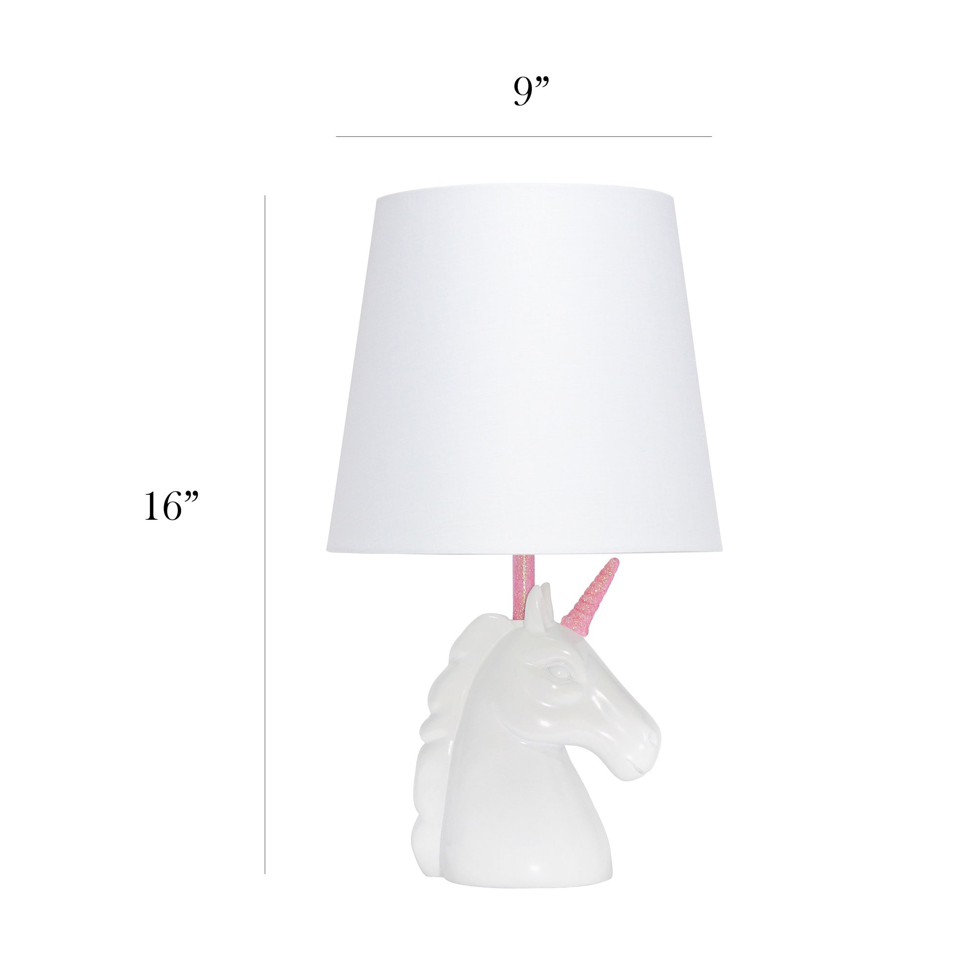 Simple Designs 16" Sparkling Pink and White Unicorn Accent Table Lamp