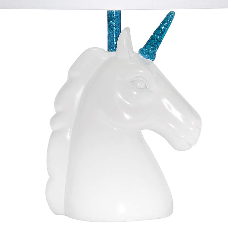 Image 4 Simple Designs 16"H Sparkling Blue and White Unicorn Accent Table Lamp more views