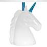 Simple Designs 16"H Sparkling Blue and White Unicorn Accent Table Lamp