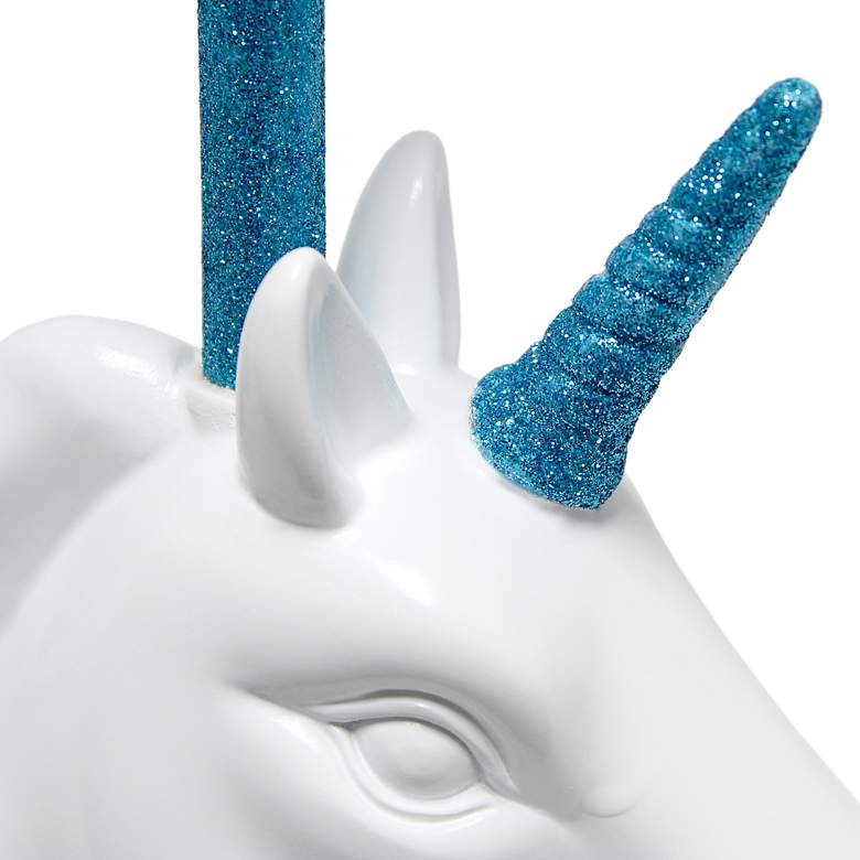 Image 5 Simple Designs 16"H Sparkling Blue and White Unicorn Accent Table Lamp more views