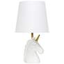Simple Designs 16"H Sparkling Gold and White Unicorn Accent Table Lamp