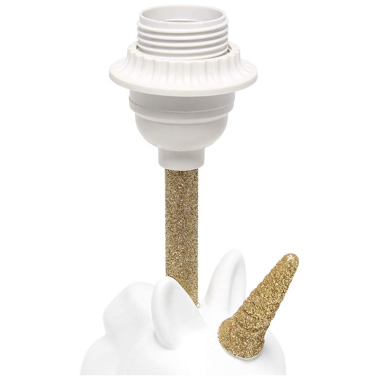 Image 5 Simple Designs 16"H Sparkling Gold and White Unicorn Accent Table Lamp more views