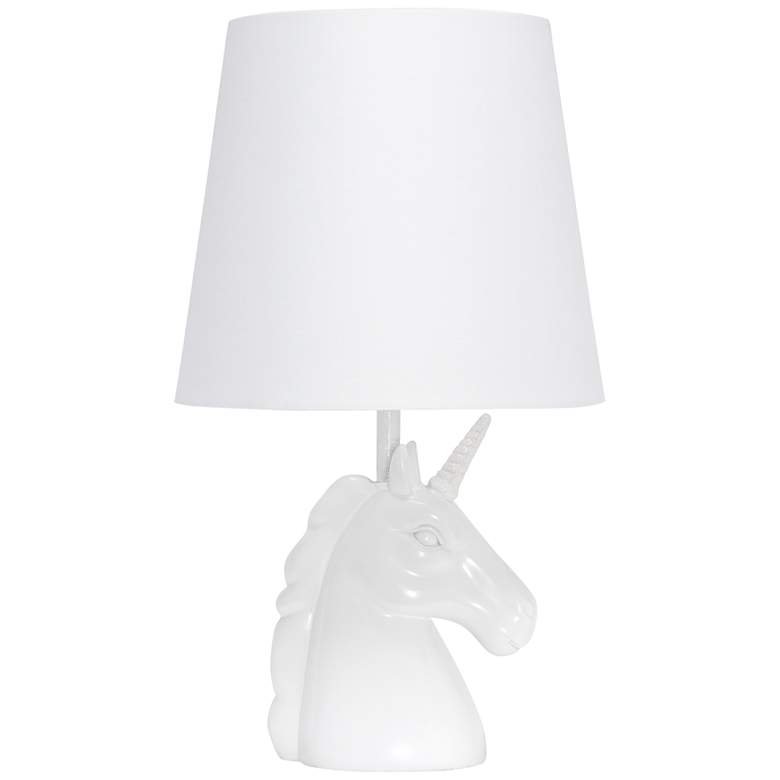 Image 2 Simple Designs 16 inchH Sparkling Iridescent and White Unicorn Table Lamp