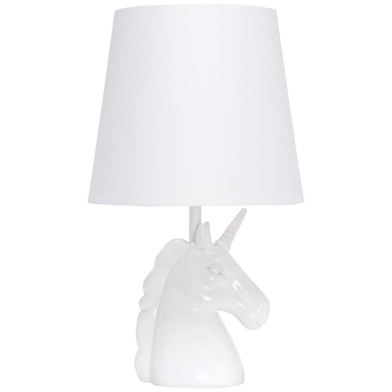 Image 2 Simple Designs 16"H Sparkling Iridescent and White Unicorn Table Lamp