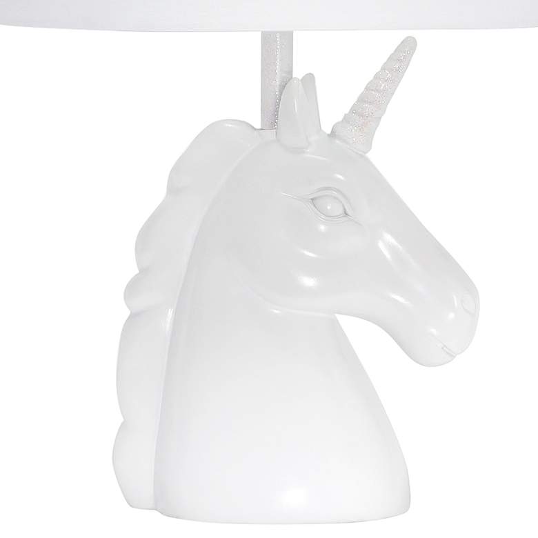 Image 4 Simple Designs 16 inchH Sparkling Iridescent and White Unicorn Table Lamp more views