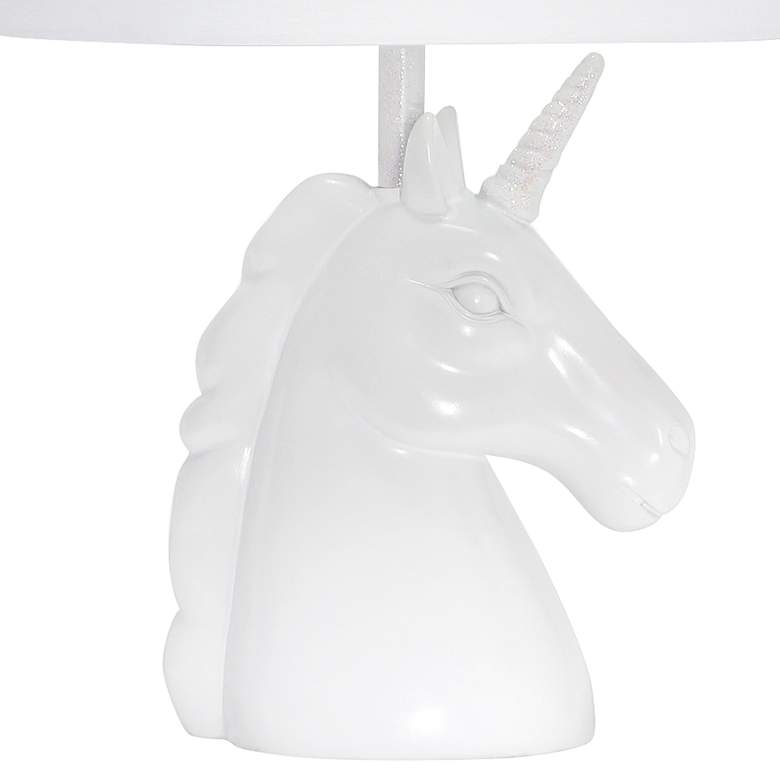 Image 4 Simple Designs 16"H Sparkling Iridescent and White Unicorn Table Lamp more views