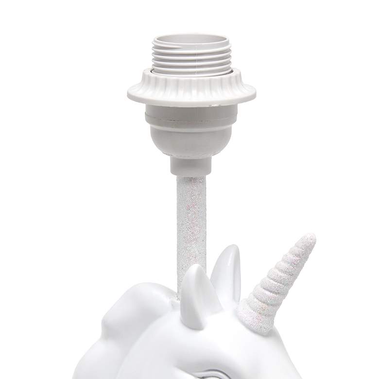 Image 5 Simple Designs 16"H Sparkling Iridescent and White Unicorn Table Lamp more views