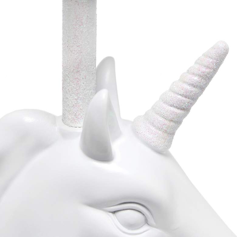 Image 6 Simple Designs 16"H Sparkling Iridescent and White Unicorn Table Lamp more views