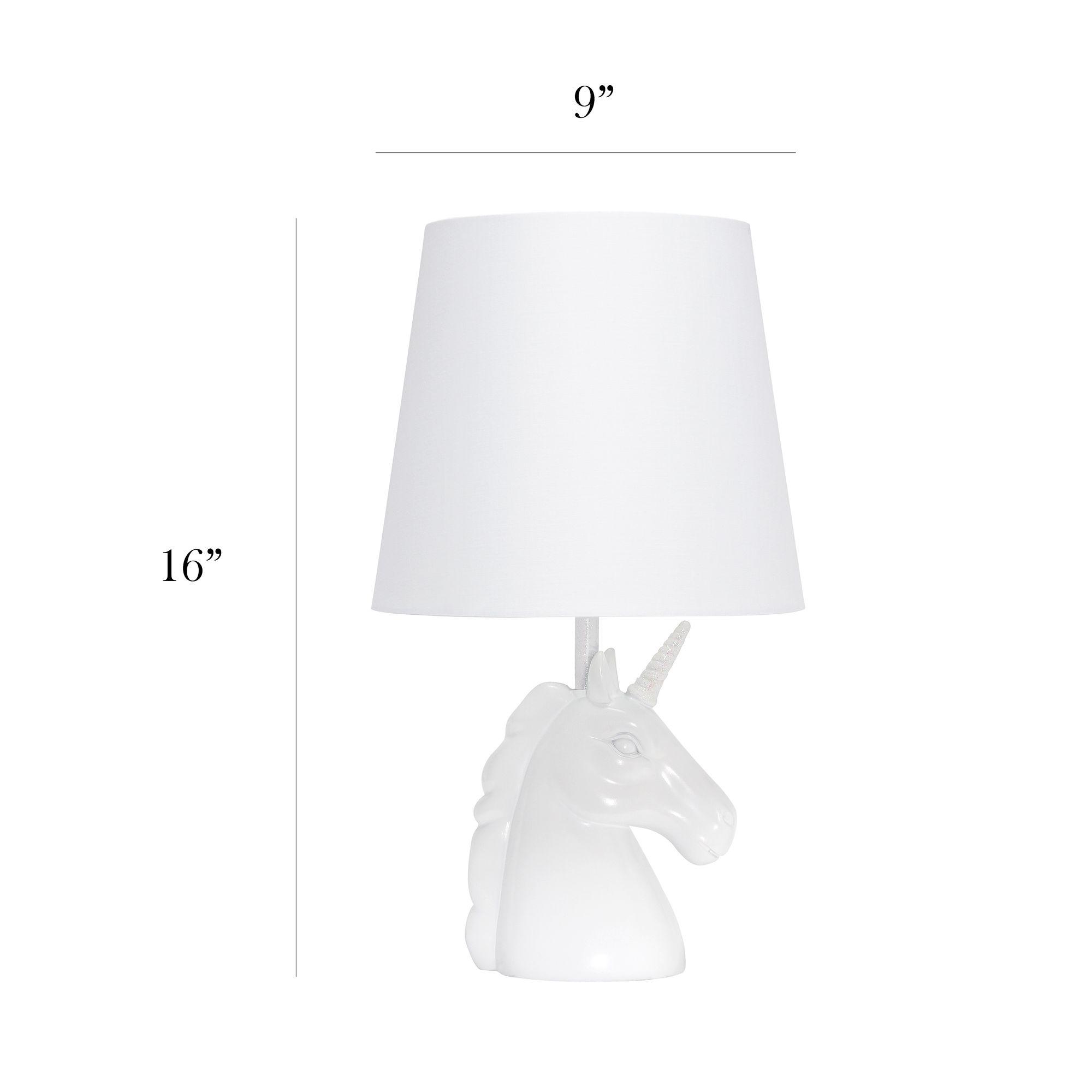 Simple Designs 16"H Sparkling Iridescent and White Unicorn Table Lamp