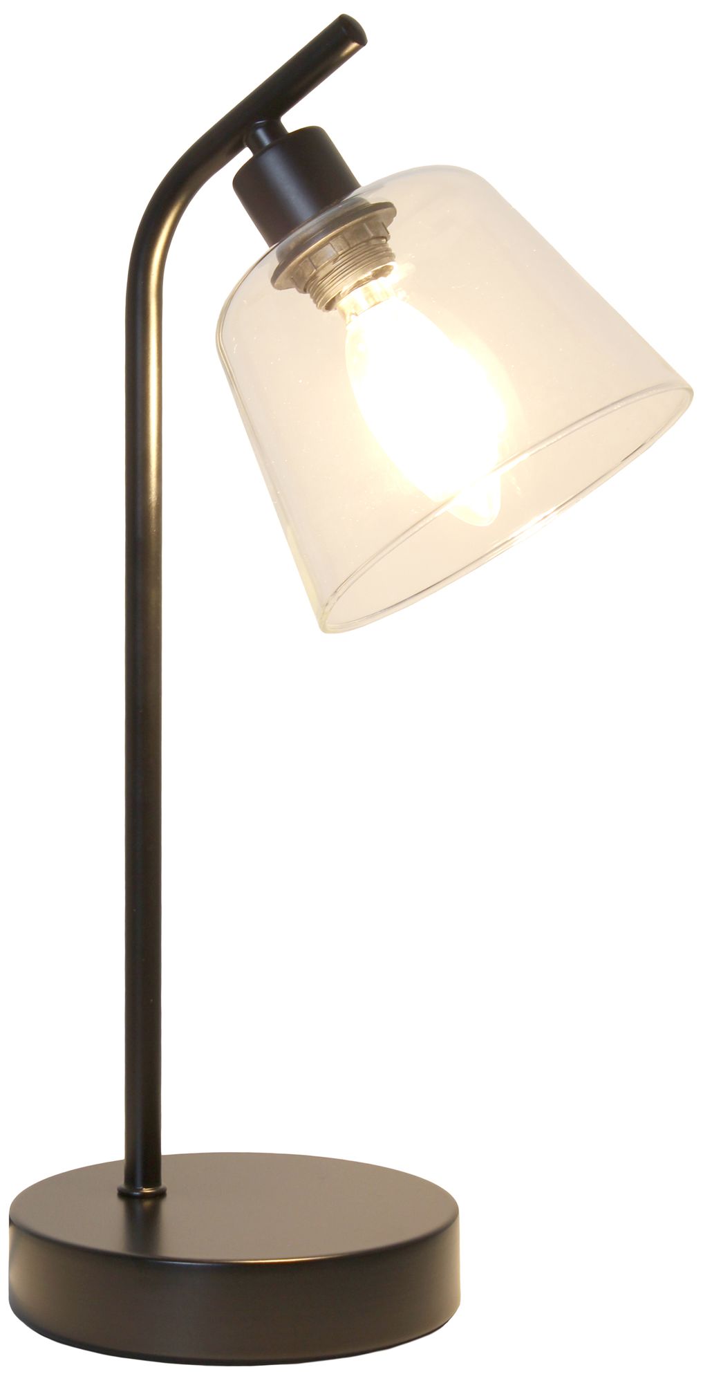 Image 4 Simple Designs 16" Industrial Metal Desk Lamp, Clear Glass Shade, Black more views