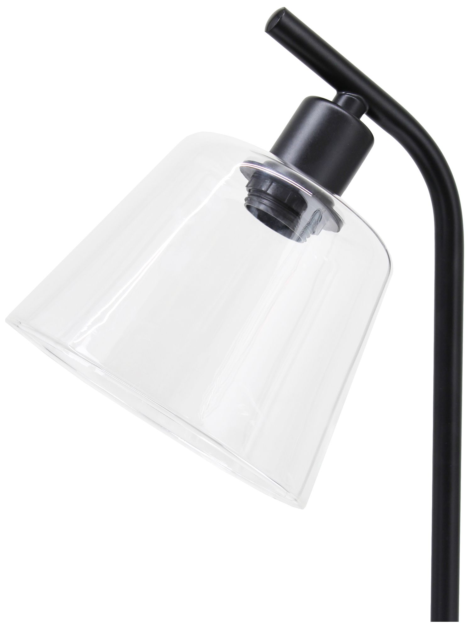 Simple Designs 16" Industrial Metal Desk Lamp, Clear Glass Shade, Black