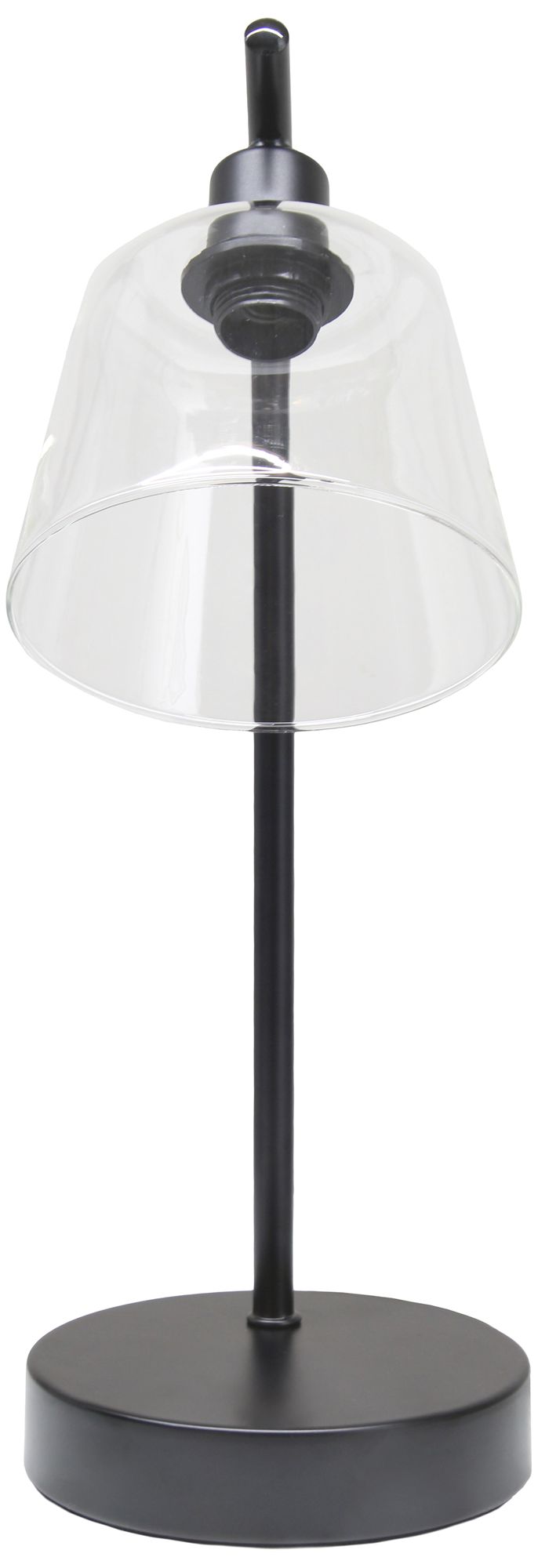 Simple Designs 16" Industrial Metal Desk Lamp, Clear Glass Shade, Black