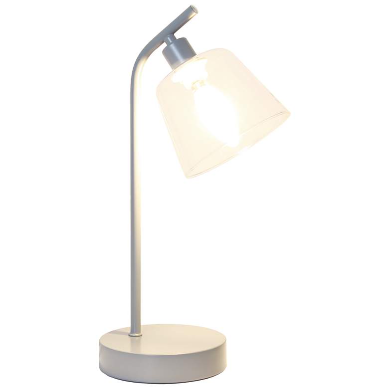 Image 4 Simple Designs 16" Industrial Metal Desk Lamp, Clear Glass Shade, Gray more views