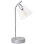 2_Simple Designs 16" Industrial Metal Desk Lamp, Clear Glass Shade, Silver
